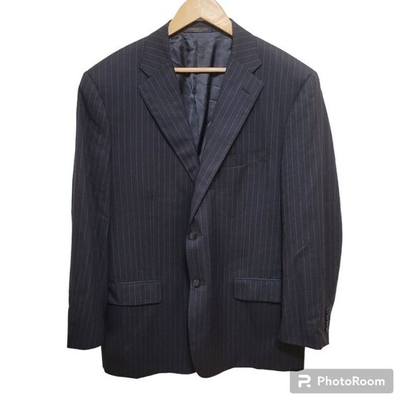 CORNELIANI Men's Blazer Jacket Gray Striped Virgin WoolExtrafine EU 56/US 46R